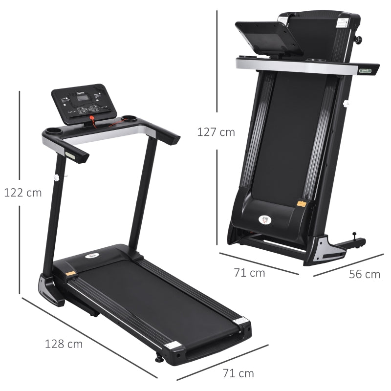 Aosom Folding Treadmill for Home Motorised Running Machine w/ LCD Display Black