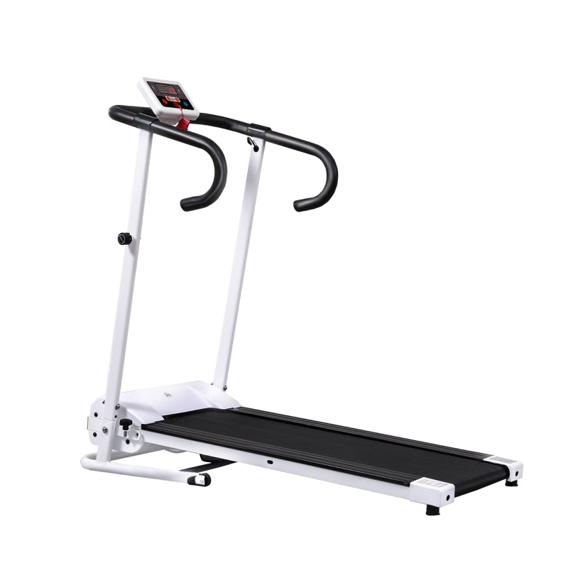 Aosom 1.25HP Motorised Electric Treadmill, 10km/h Folding Running Machine, Gym Fitness Exercise with LCD Monitor, White