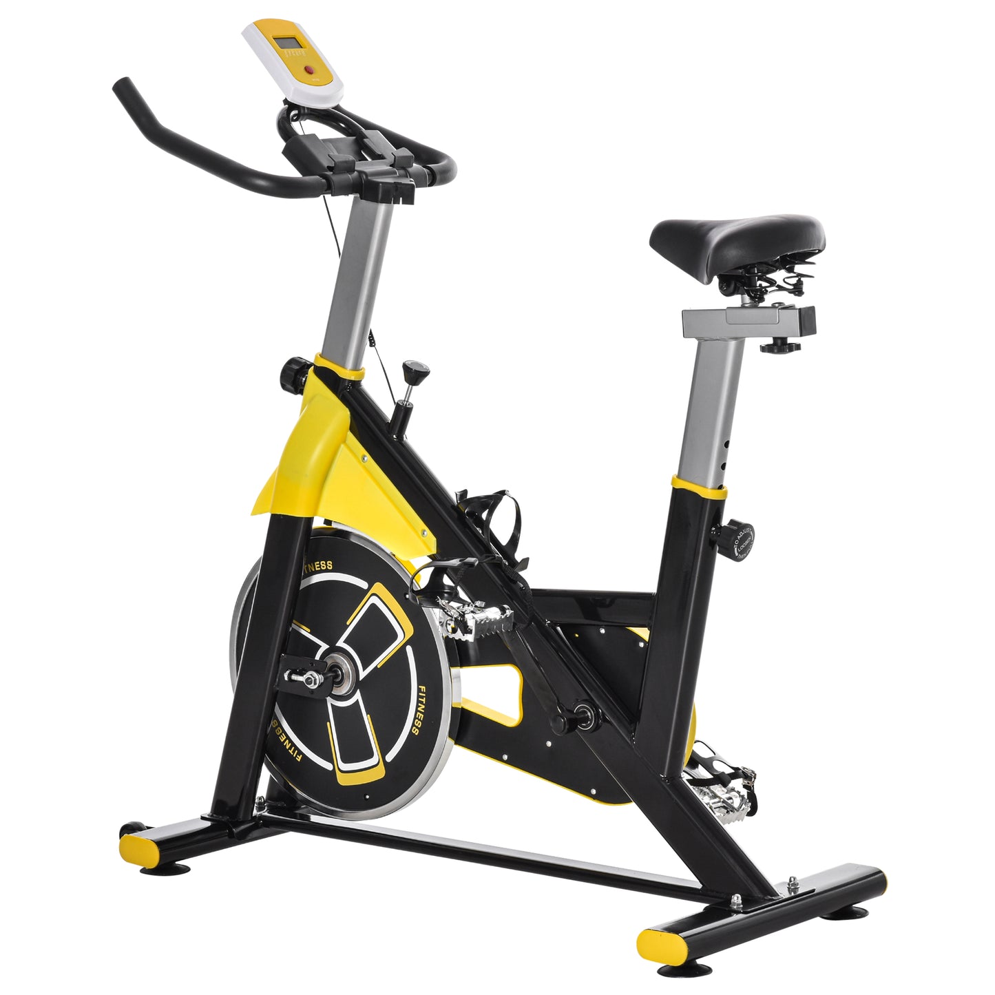 Aosom Exercise Bike, with 6kg Flywheel Belt Drive, Adjustable Resistance, LCD Display - Yellow