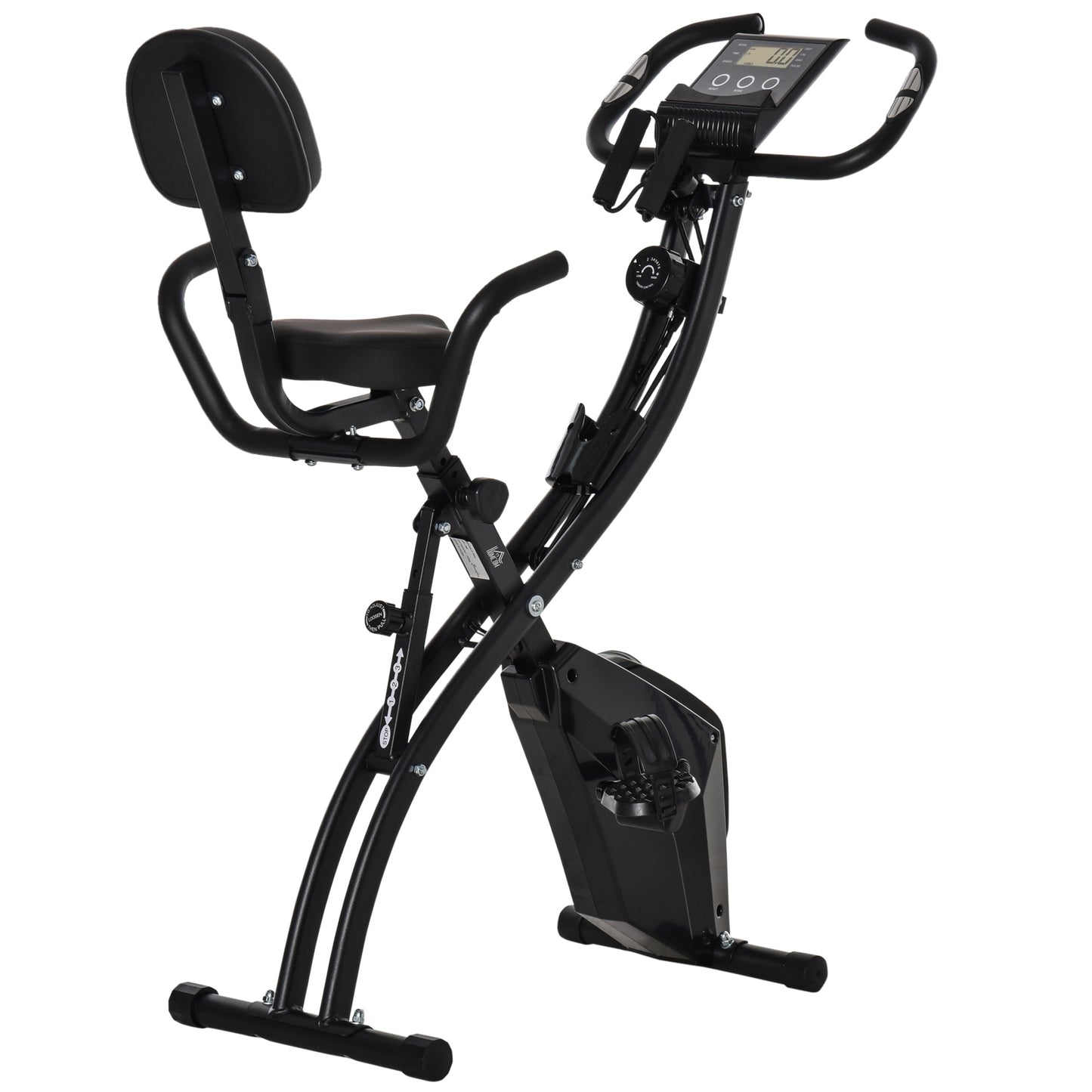 Aosom 2-in-1 Foldable Exercise Bike Recumbent Stationary Bike 8-Level Adjustable Magnetic Resistance with Pulse Sensor LCD Display, Black