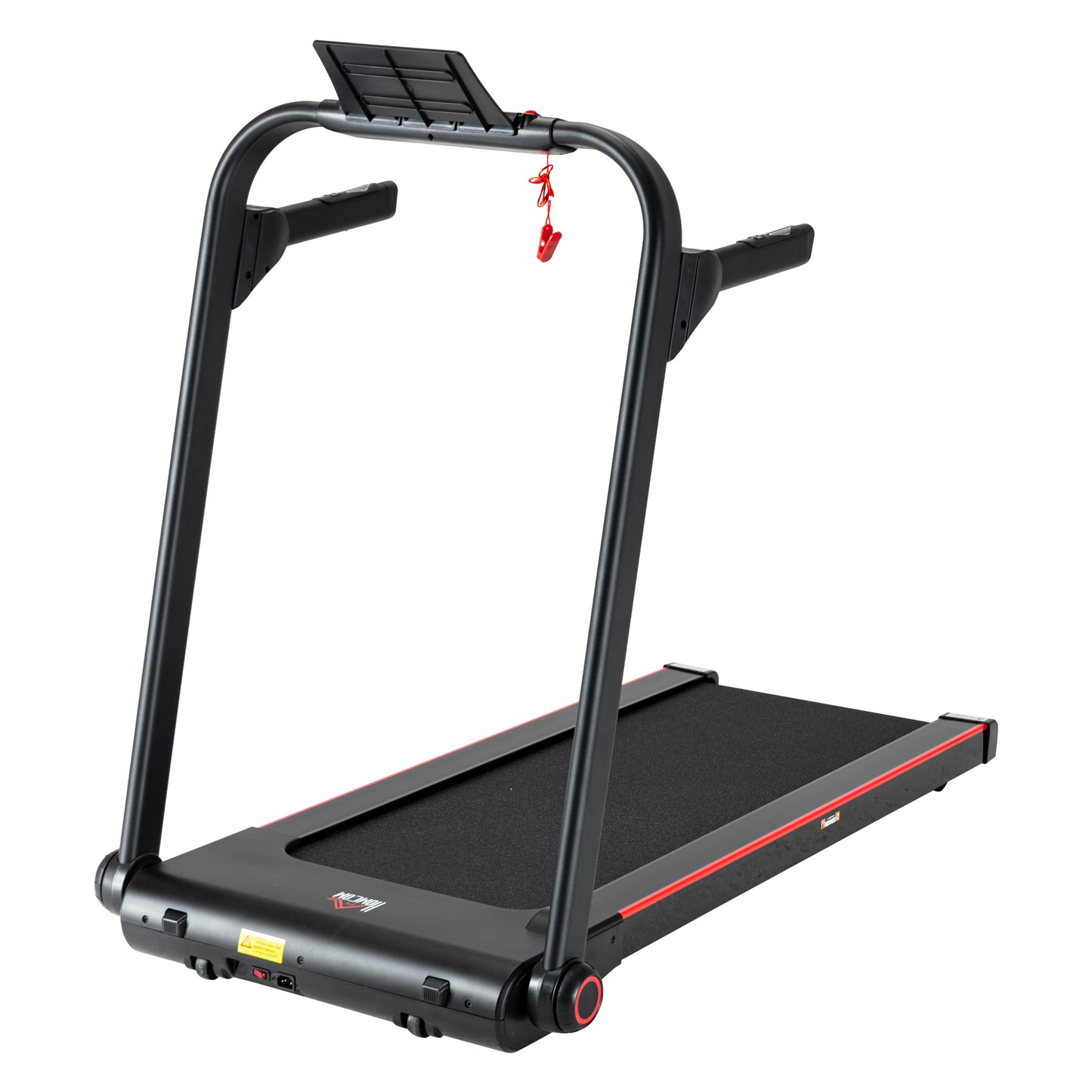 Aosom 750W Folding Treadmill, 1-14km/h Electric Running Machine w/ Wheels, Safety Button, LED Monitor, Phone Holder for Home Office Jogging Fitness Exercise Workout