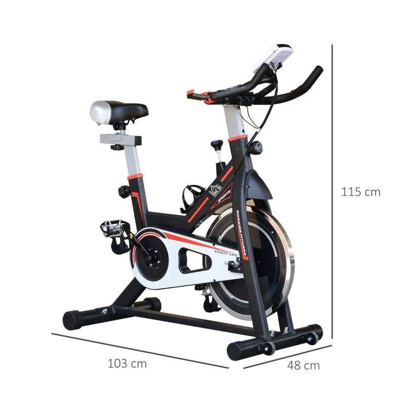 Aosom Exercise Bike, Indoor Cycling Bike for Home Use, Stationary Bike with LCD Display and Heart Rate Sensor, Static Fitness Bike for Home, Gym, Office, Cardio Workout, Black