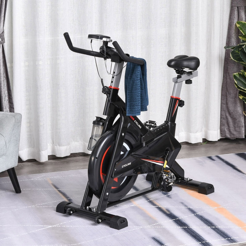 Aosom Stationary Exercise Bike, 10kg Flywheel Cycling Machine with Adjustable Resistance, LCD Monitor, Phone and Bottle Holder for Home Gym Office Cardio Workout Aerobic Training