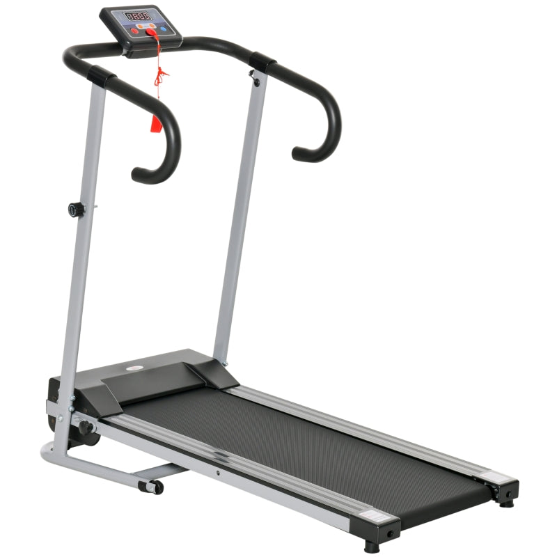 Aosom 1.25HP Motorised Electric Treadmill, 10km/h Folding Running Machine, Gym Fitness Exercise with LCD Monitor, Grey