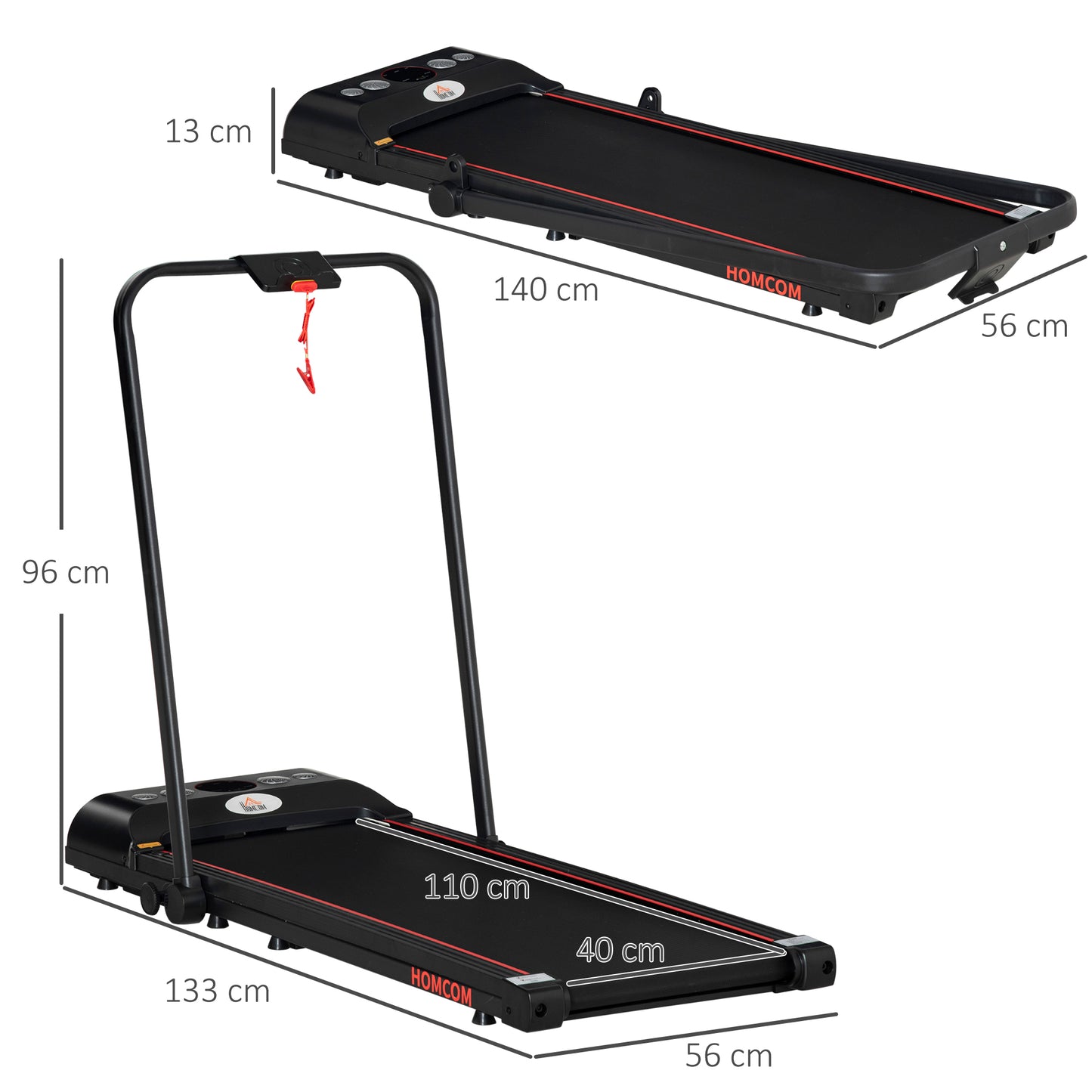 Aosom Foldable Walking Treadmill, with LED Display, for Home, Office & Fitness Studio