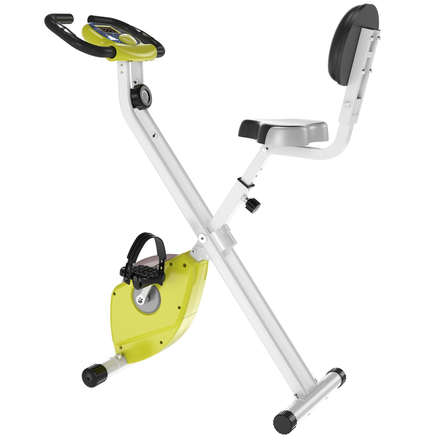 Aosom Exercise Bike Fitness Bicycle Indoor trainer Foldable 8-level Magnetic Resistance Adjustable w/LCD Monitor Pulse Sensor, Yellow