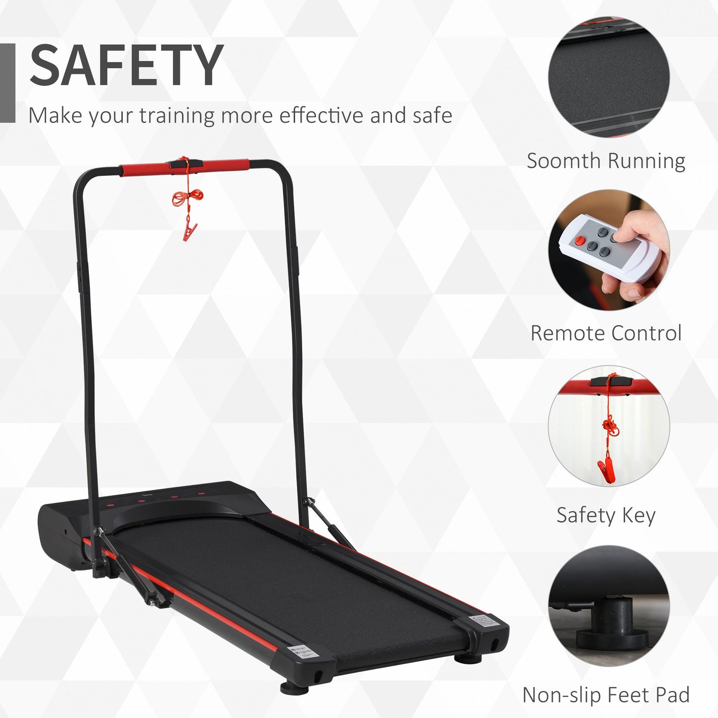 Aosom Foldable Walking Machine Treadmill 1-6km/h with LED Display & Remote Control Exercise Fitness for Home Office