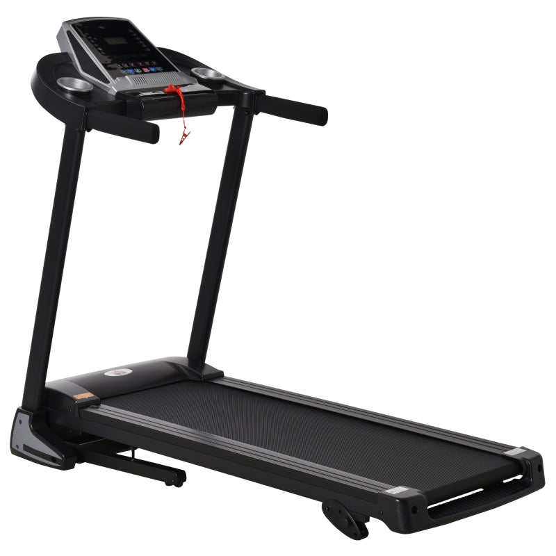 Aosom Folding Treadmill, 2.0HP Incline Treadmill Running Machine, 12.8 km/h, with LED Display, Manual Incline, 12 Preset Programs, Drink & Phone Holder for Home Gym Fitness