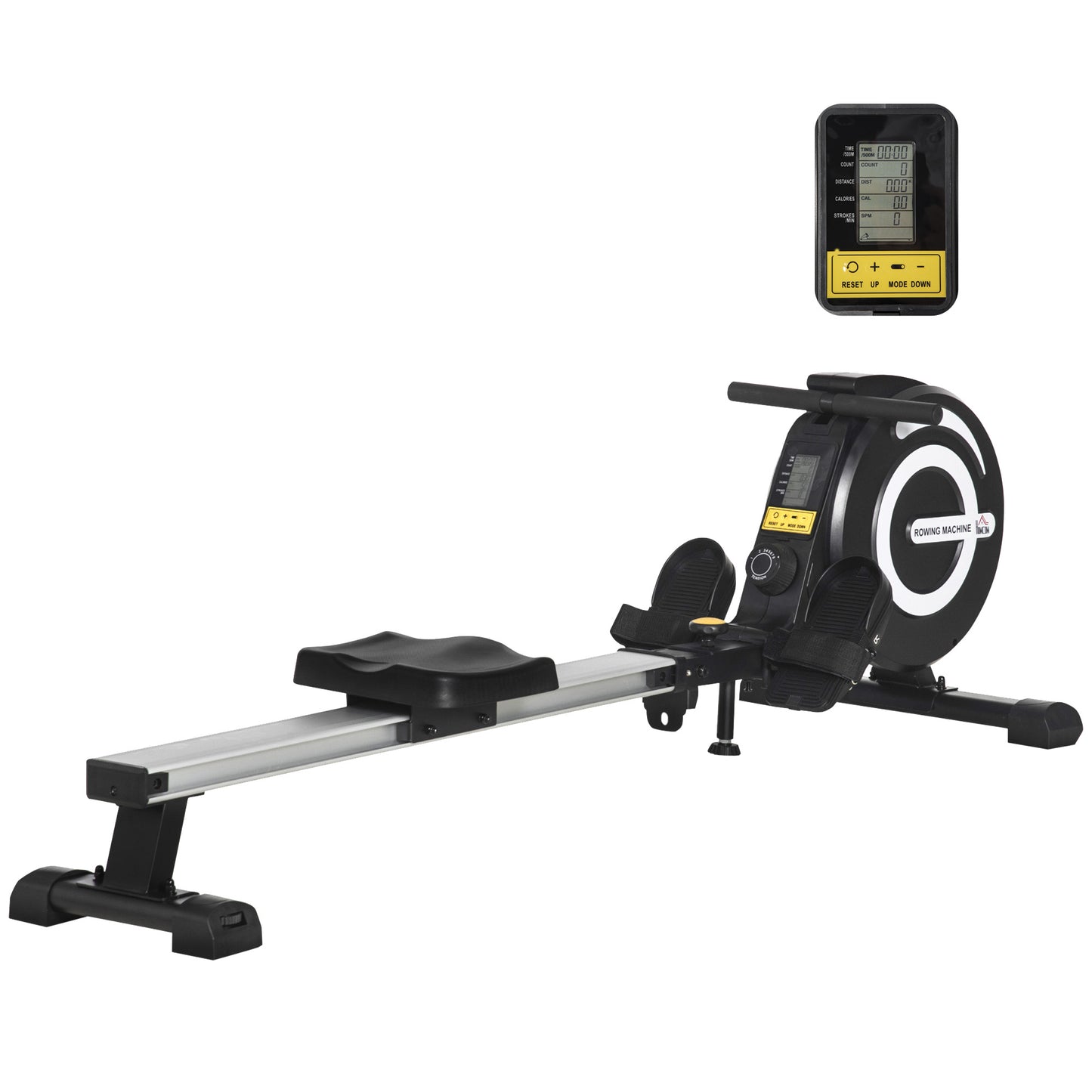 Aosom Indoor Body Health & Fitness Adjustable Magnetic Rowing Machine Rower with LCD Digital Monitor & Wheels for Home, Office, Gym