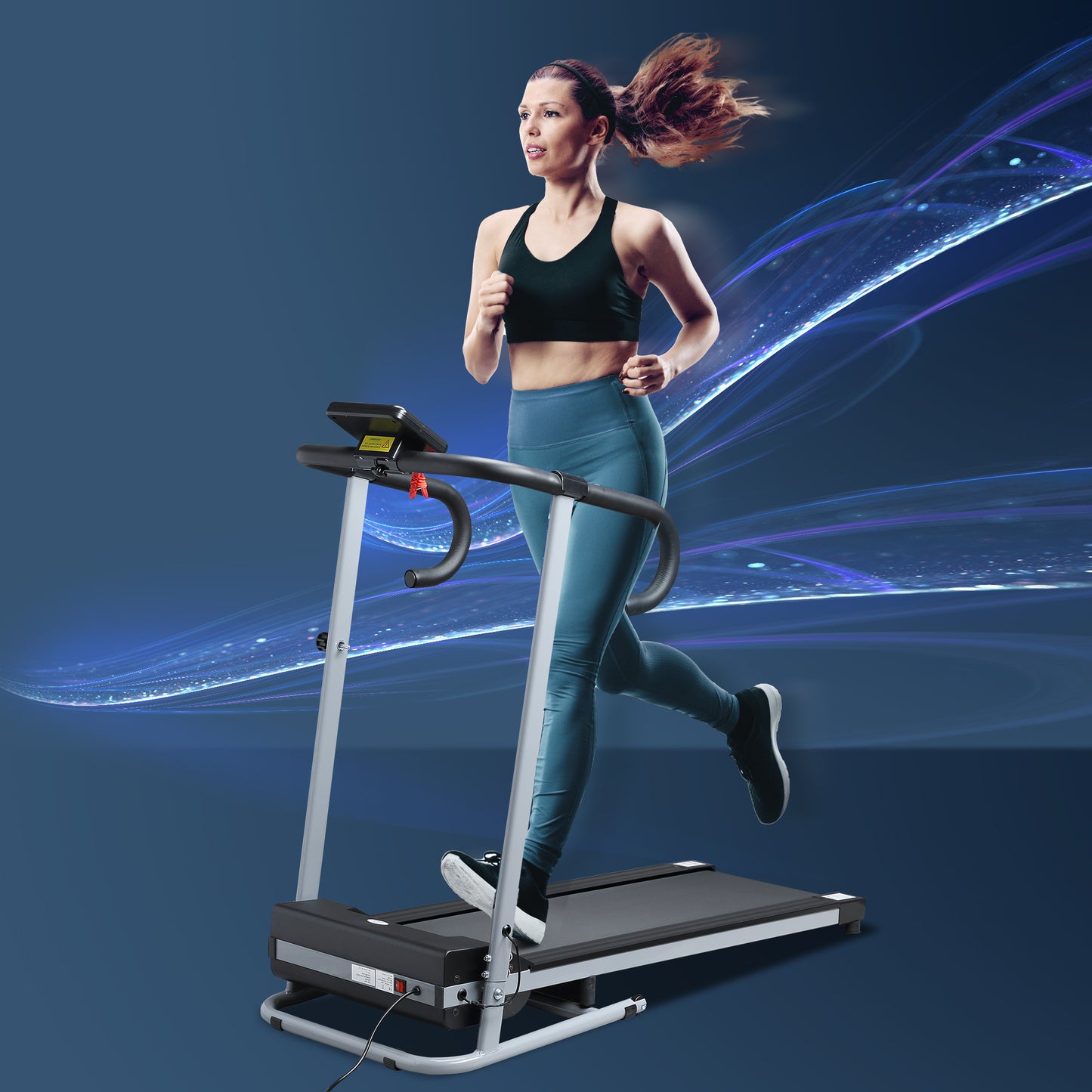 Aosom 1.25HP Motorised Electric Treadmill, 10km/h Folding Running Machine, Gym Fitness Exercise with LCD Monitor, Grey