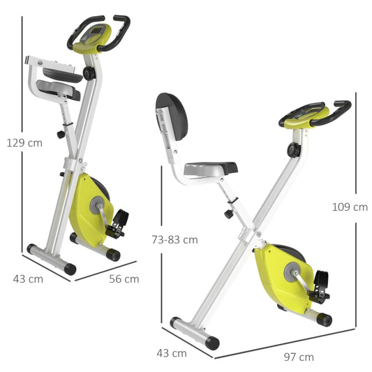 Aosom Exercise Bike Fitness Bicycle Indoor trainer Foldable 8-level Magnetic Resistance Adjustable w/LCD Monitor Pulse Sensor, Yellow